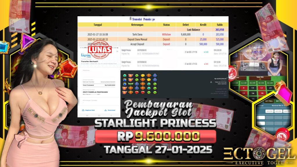 BUKTI JACKPOT SLOT STARLIGHT PRINCESS TERPERCAYA DI INDONESIA TGL 27-01-2025