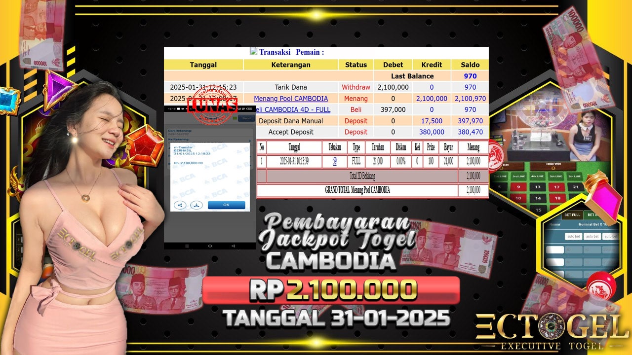 BUKTI JACKPOT TOGEL CAMBODIA TERPERCAYA DI INDONESIA TGL 30-01-2025