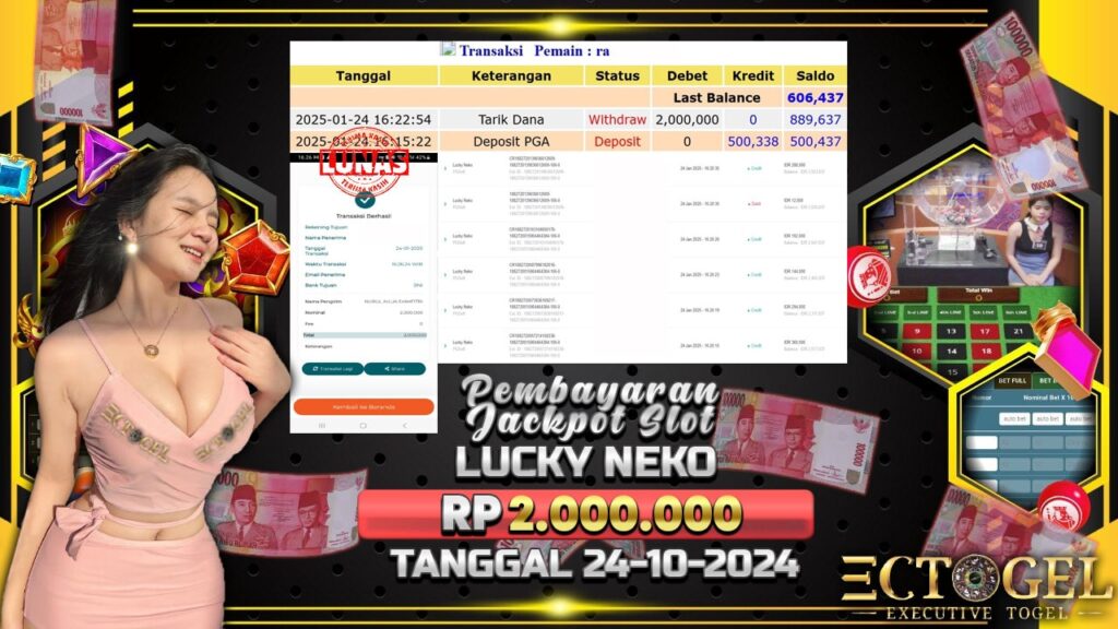 BUKTI JACKPOT SLOT LUCKY NEKO TERPERCAYA DI INDONESIA TGL 24-01-2025