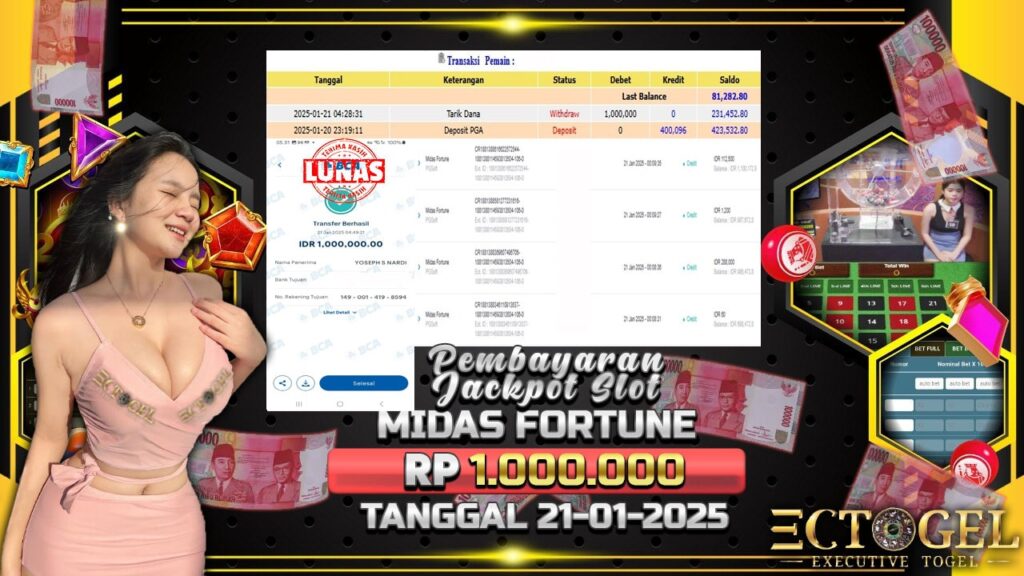 BUKTI JACKPOT SLOT MIDAS FORTUNE TERPERCAYA DI INDONESIA TGL 21-01-2025