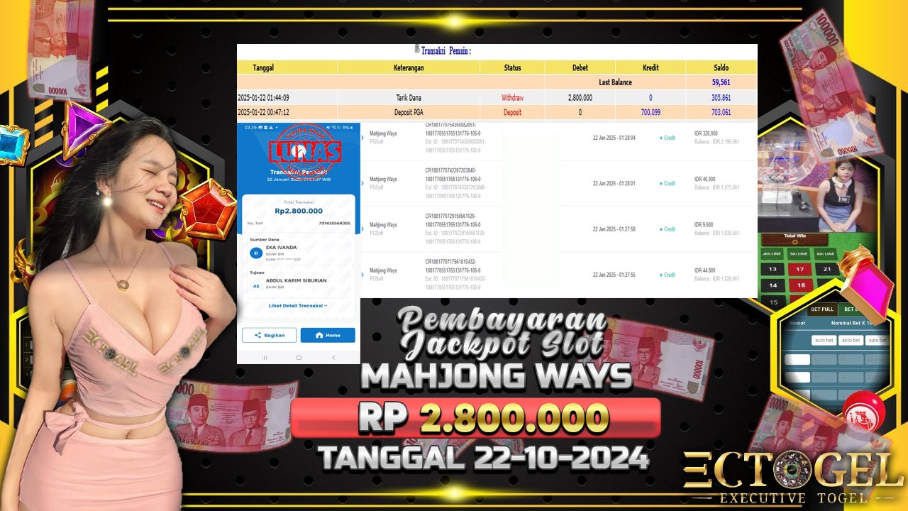 BUKTI JACKPOT SLOT MAHJONG WAYS TERPERCAYA DI INDONESIA TGL 22-01-2025