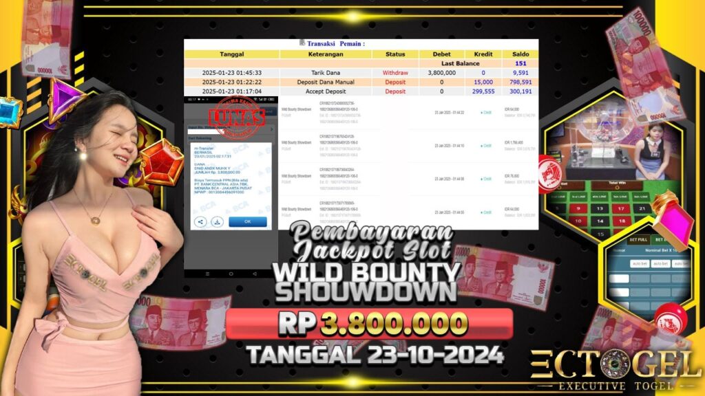 BUKTI JACKPOT SLOT WILD BOUNTY SHOWDOWN TERPERCAYA DI INDONESIA TGL 23-01-2025