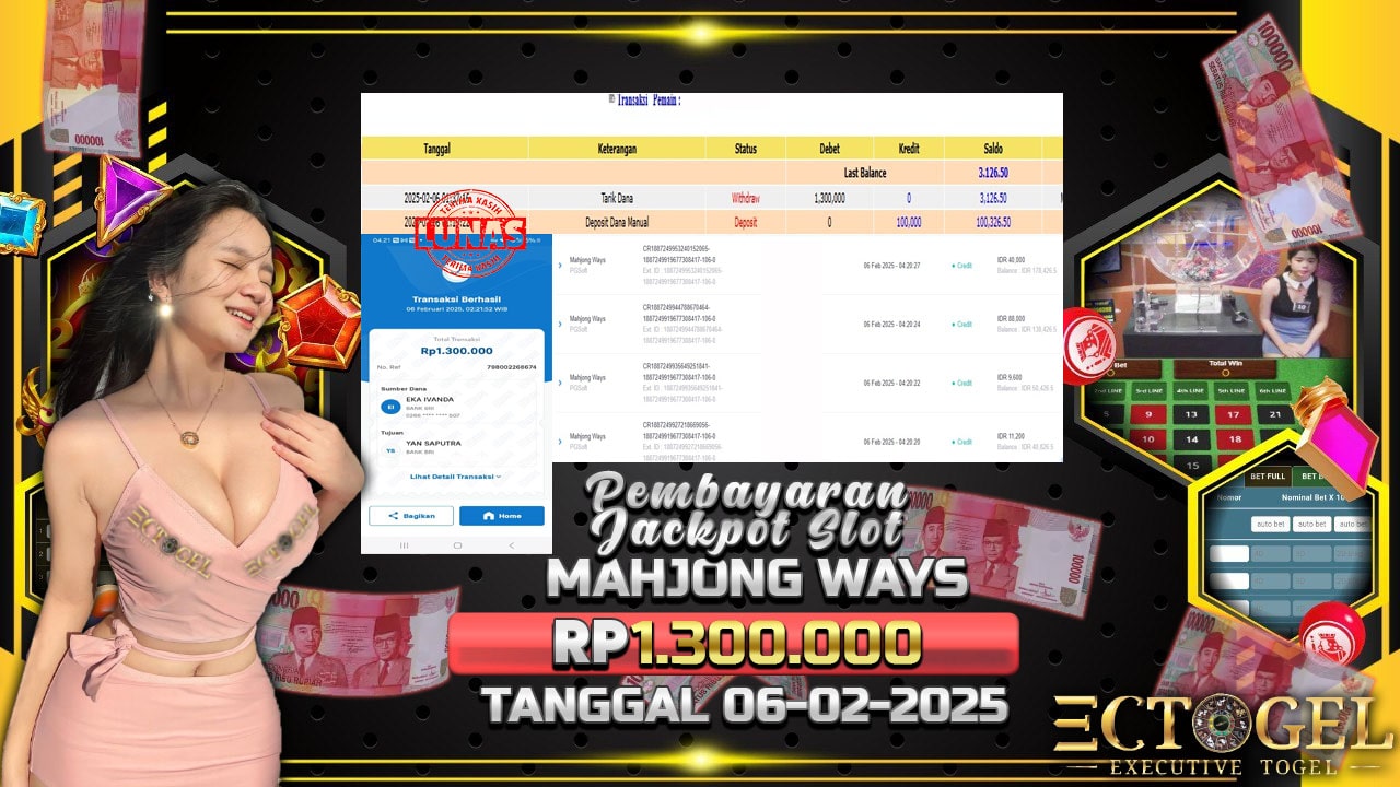 BUKTI JACKPOT SLOT MAHJONG WAYS TERPERCAYA DI INDONESIA TGL 06-02-2025