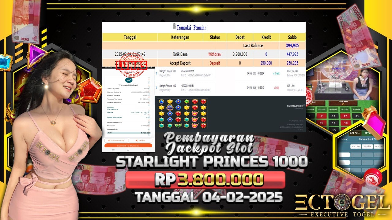 BUKTI JACKPOT SLOT STARLIGHT PRINCES 1000 TERPERCAYA DI INDONESIA TGL 04-02-2025