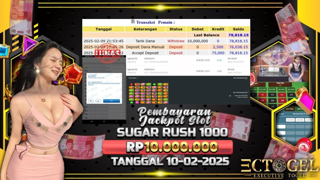 BUKTI JACKPOT SLOT SUGAR RUSH 1000 TERPERCAYA DI INDONESIA TGL 10-02-2025