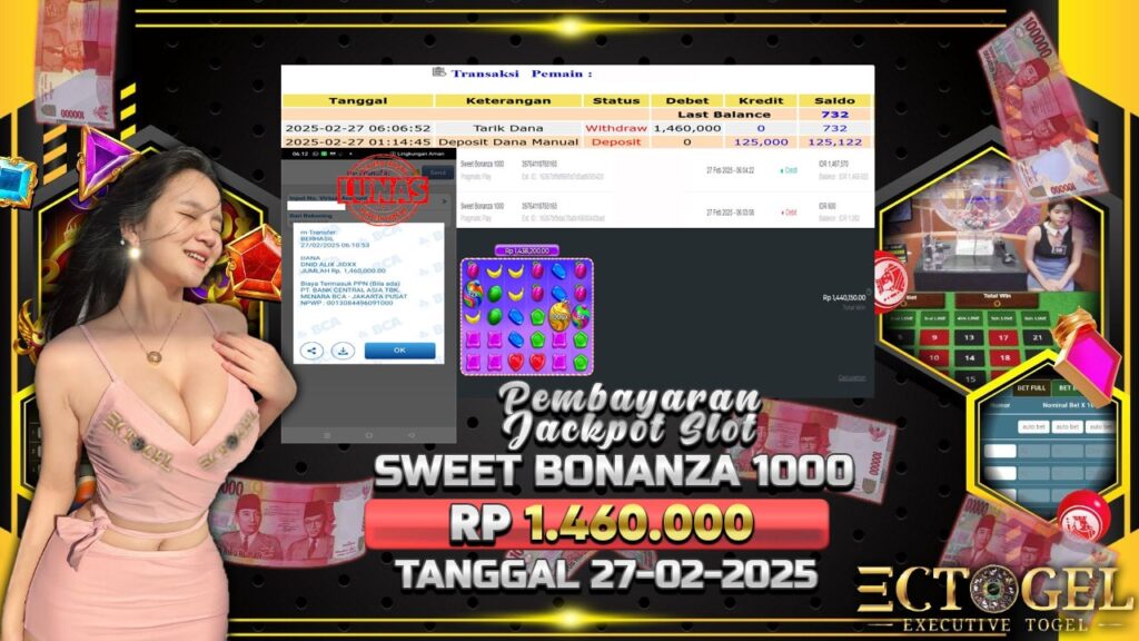 BUKTI JACKPOT SLOT SWEET BONANZA 1000 TERPERCAYA DI INDONESIA TGL 27-02-2025