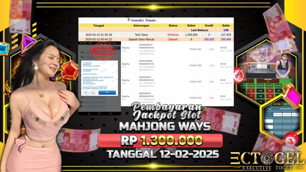 BUKTI JACKPOT SLOT MAHJONG WAYS TERPERCAYA DI INDONESIA TGL 12-02-2025