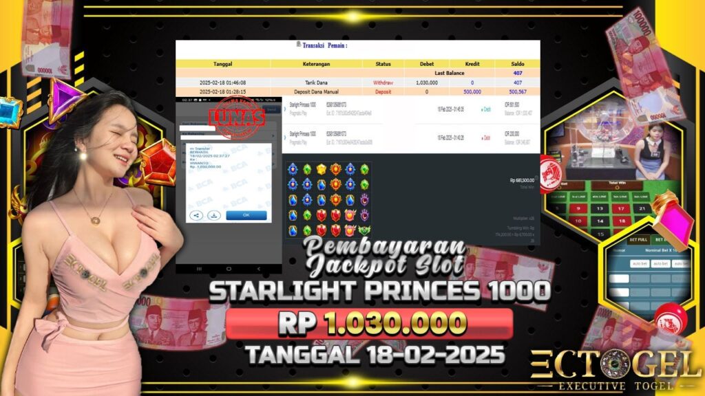 BUKTI JACKPOT SLOT STARLIGHT PRINCES 1000 TERPERCAYA DI INDONESIA TGL 18-02-2025