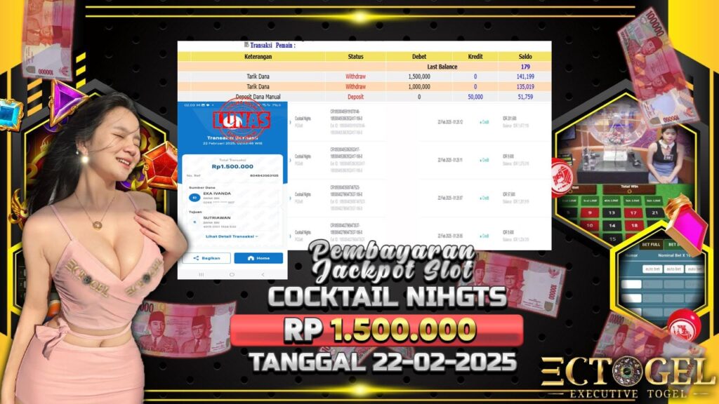 BUKTI JACKPOT SLOT COCTAIL NIHGTS TERPERCAYA DI INDONESIA TGL 22-02-2025