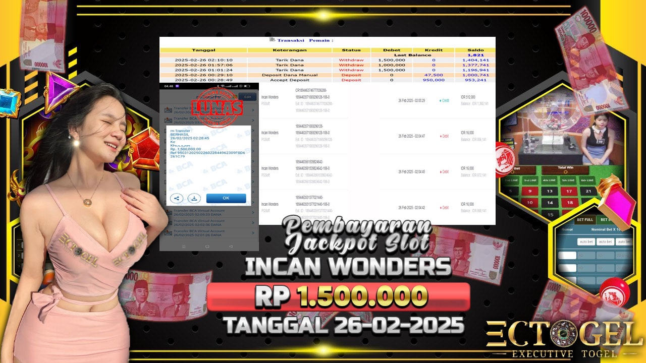 BUKTI JACKPOT SLOT INCAN WONDERS TERPERCAYA DI INDONESIA TGL 26-02-2025