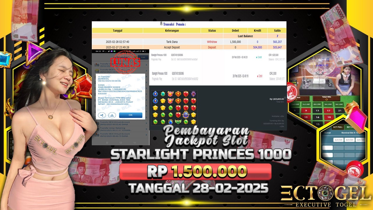 BUKTI JACKPOT SLOT STARLIGHT PRINCES 1000 TERPERCAYA DI INDONESIA TGL 28-02-2025