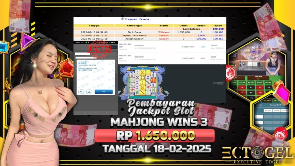 BUKTI JACKPOT SLOT MAHJONG WINS 3 TERPERCAYA DI INDONESIA TGL 18-02-2025