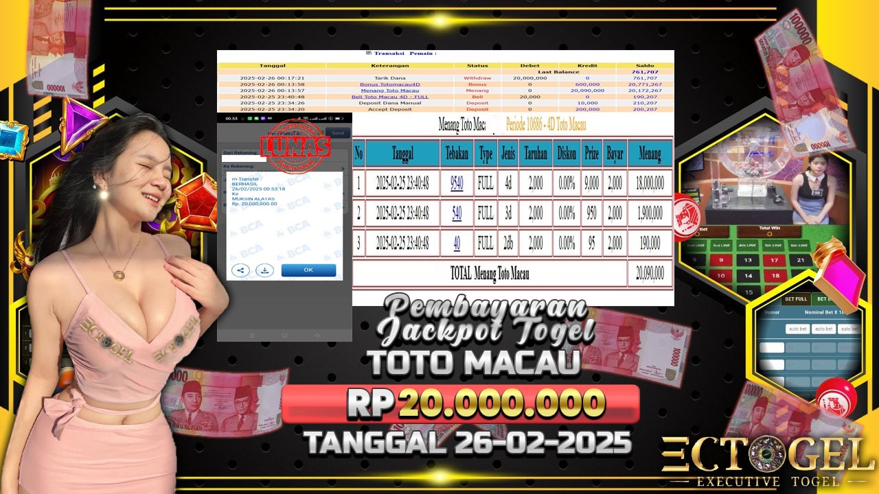 BUKTI JACKPOT TOGEL TOTO MACAU TERPERCAYA DI INDONESIA TGL 26-02-2025