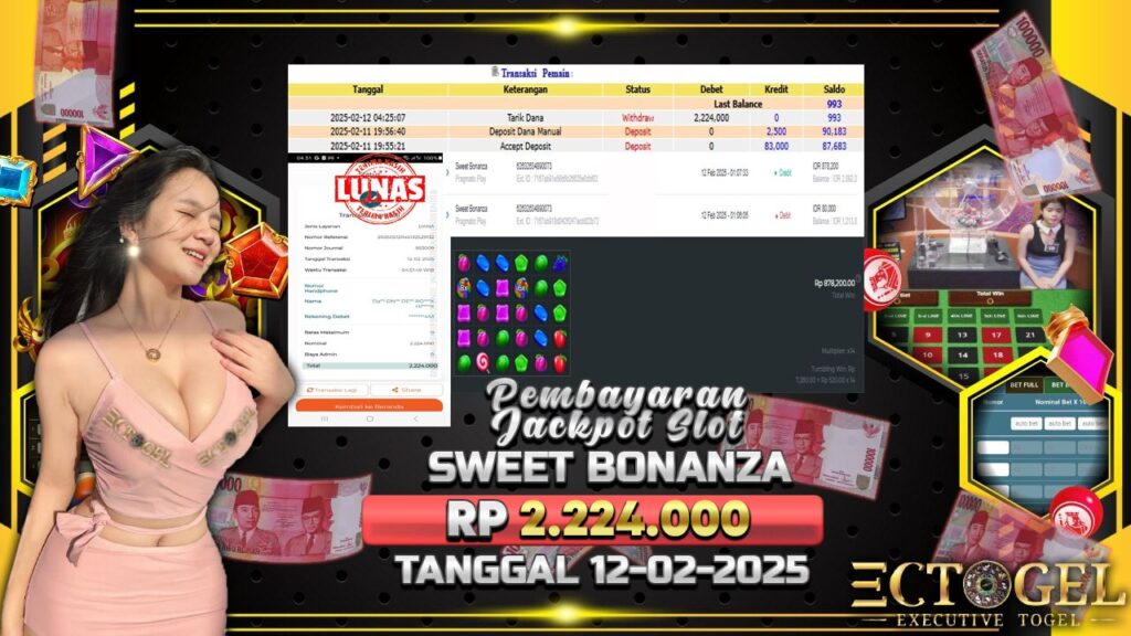 BUKTI JACKPOT SLOT SWEET BONANZA TERPERCAYA DI INDONESIA TGL 12-02-2025