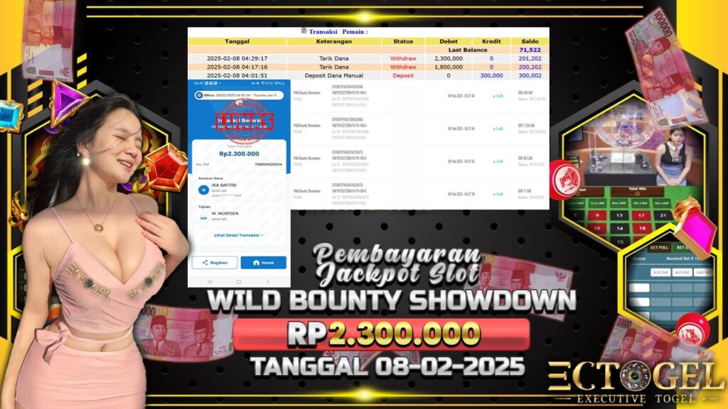 BUKTI JACKPOT SLOT WILD BOUNTY SHOWDOWN TERPERCAYA DI INDONESIA TGL 08-02-2025