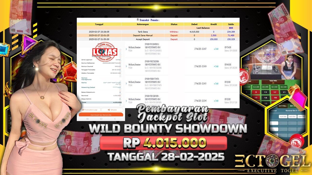 BUKTI JACKPOT SLOT WILD BOUNTY SHOWDOWN TERPERCAYA DI INDONESIA TGL 28-02-2025