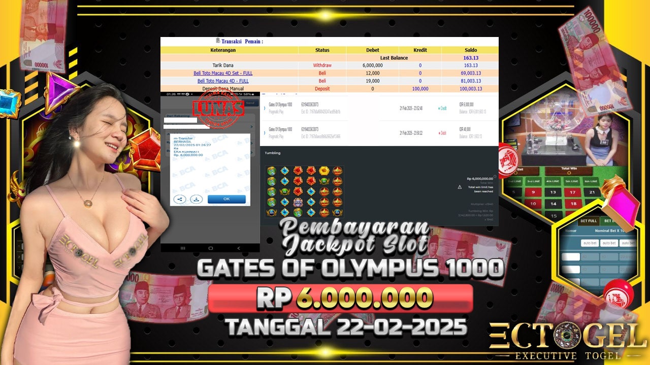 BUKTI JACKPOT SLOT GATES OF OLYMPUS 1000 TERPERCAYA DI INDONESIA TGL 22-02-2025