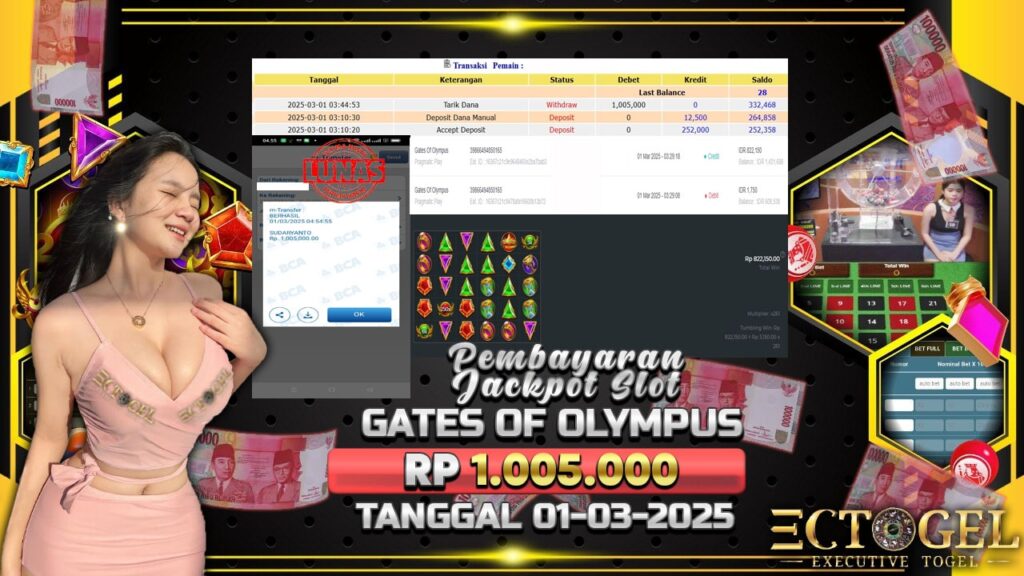 BUKTI JACKPOT SLOT GATES OF OLYMPUS TERPERCAYA DI INDONESIA TGL 01-03-2025