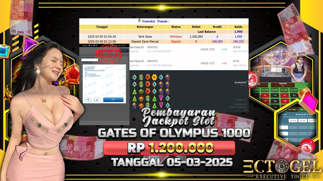 BUKTI JACKPOT GATES OF OLYMPUS 1000TERPERCAYA DI INDONESIA TGL 05-03-2025