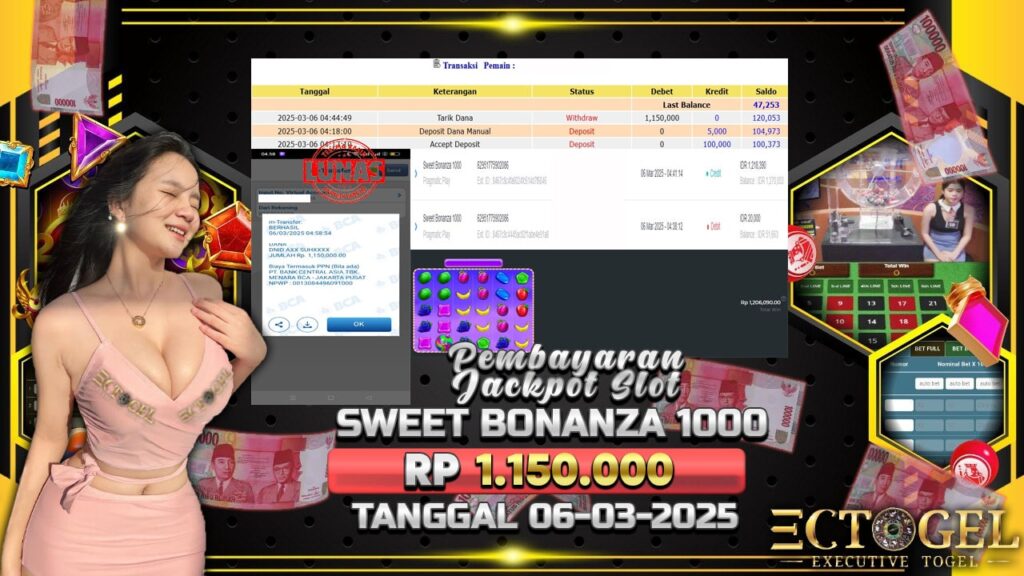 BUKTI JACKPOT SLOT SWEET BONANZA 1000 TERPERCAYA DI INDONESIA TGL 06-03-2025