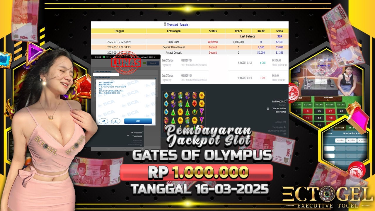 BUKTI JACKPOT SLOT GATES OF OLYMPUS TERPERCAYA DI INDONESIA TGL 16-03-2025