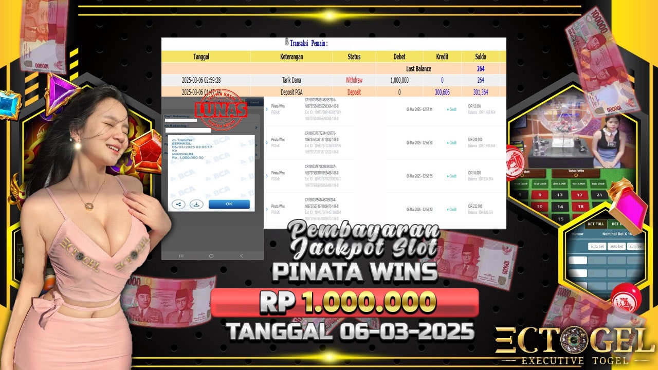 BUKTI JACKPOT SLOT PINATA WINS TERPERCAYA DI INDONESIA TGL 06-03-2025