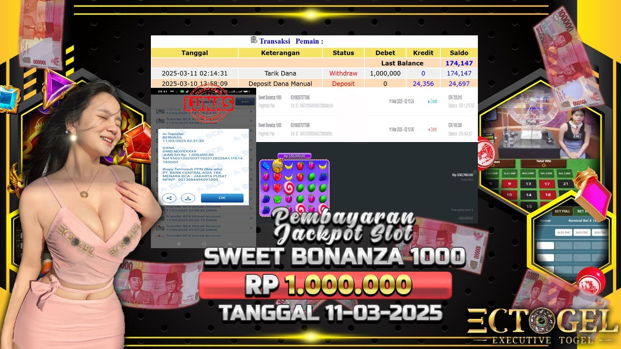 BUKTI JACKPOT SLOT SWEET BONANZA 1000 TERPERCAYA DI INDONESIA TGL 11-03-2025