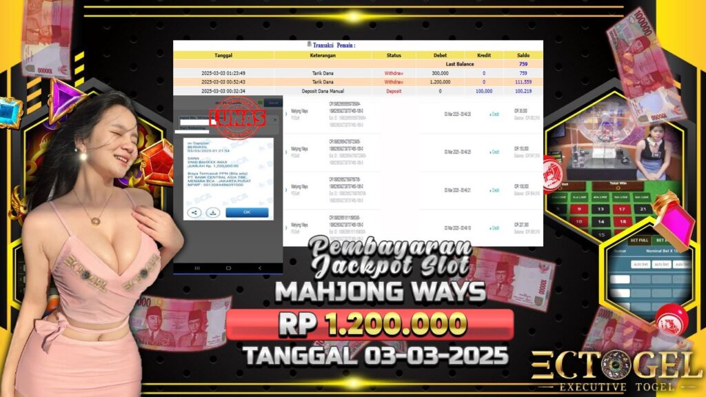 BUKTI JACKPOT SLOT MAHJONG WAYS TERPERCAYA DI INDONESIA TGL 03-03-2025