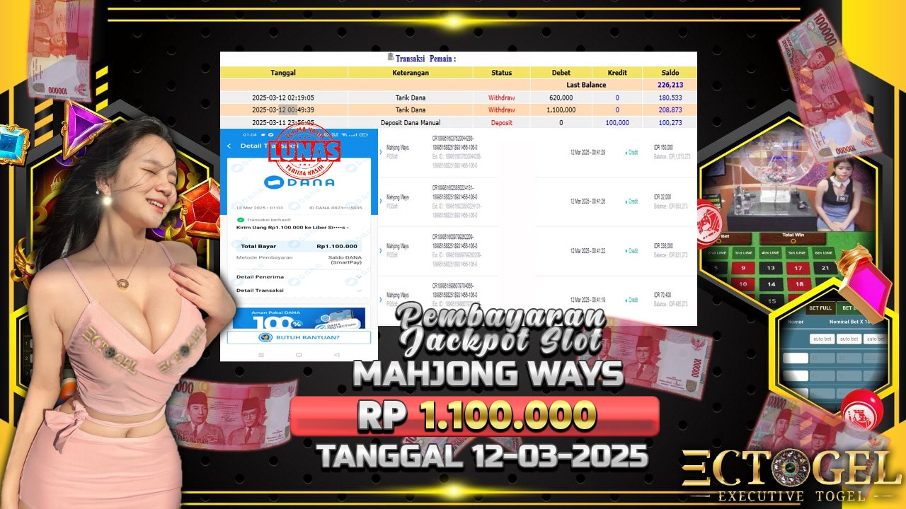 BUKTI JACKPOT SLOT MAHJONG WAYS TERPERCAYA DI INDONESIA TGL 12-03-2025