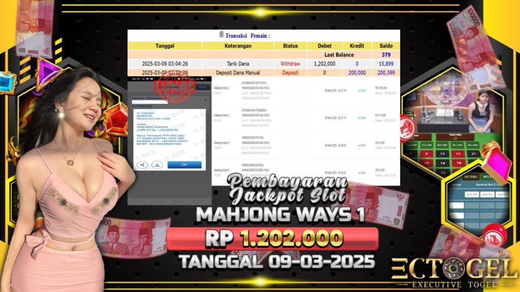 BUKTI JACKPOT SLOT MAHJONG WAYS 1 TERPERCAYA DI INDONESIA TGL 09-03-2025