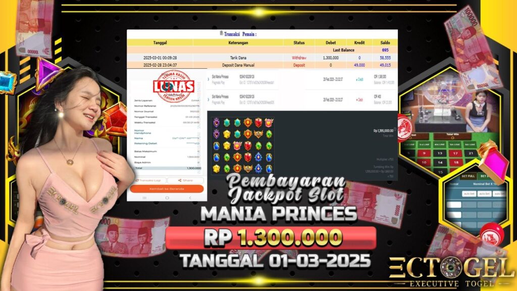 BUKTI JACKPOT SLOT MANIA PRINCES TERPERCAYA DI INDONESIA TGL 01-03-2025