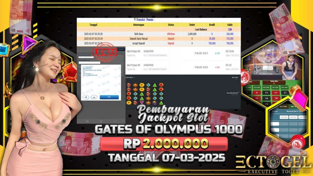 BUKTI JACKPOT SLOT GATES OF OLYMPUS 1000 TERPERCAYA DI INDONESIA TGL 07-03-2025