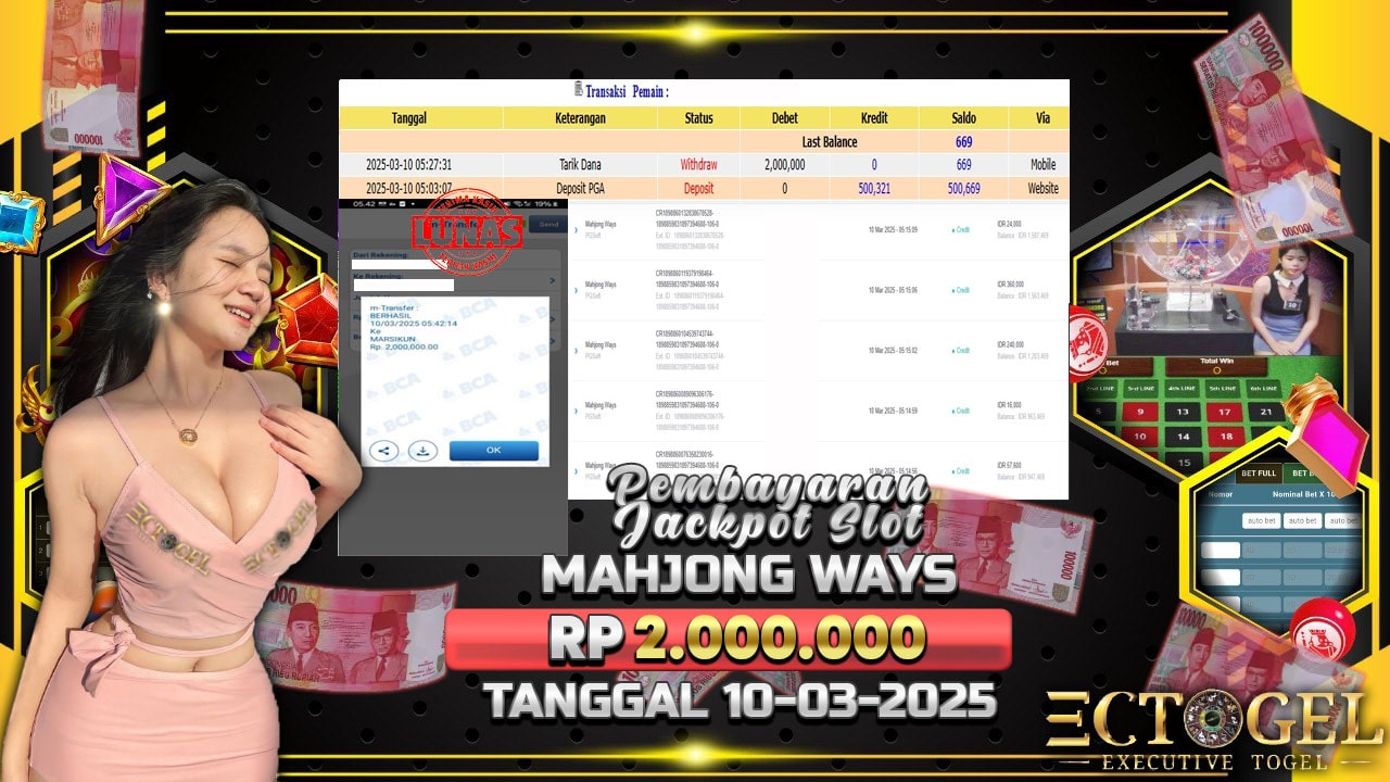 BUKTI JACKPOT SLOT MAHJONG WAYS TERPERCAYA DI INDONESIA TGL 10-03-2025