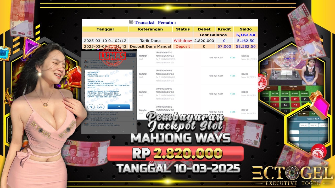 BUKTI JACKPOT SLOT MAHJONG  WAYS TERPERCAYA DI INDONESIA TGL 10-03-2025