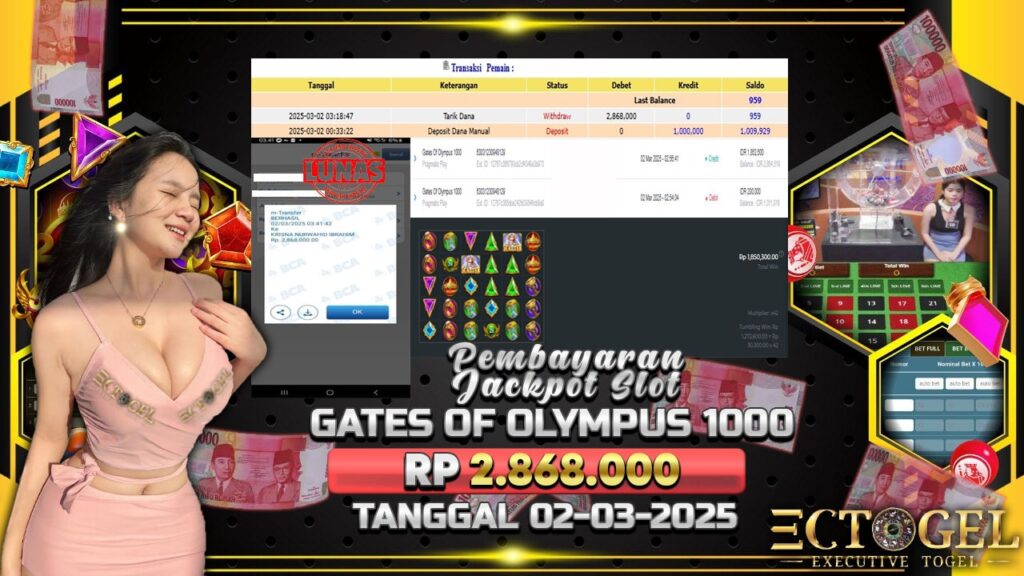 BUKTI JACKPOT SLOT GATES OF OLYMPUS 1000 TERPERCAYA DI INDONESIA TGL 02-03-2025