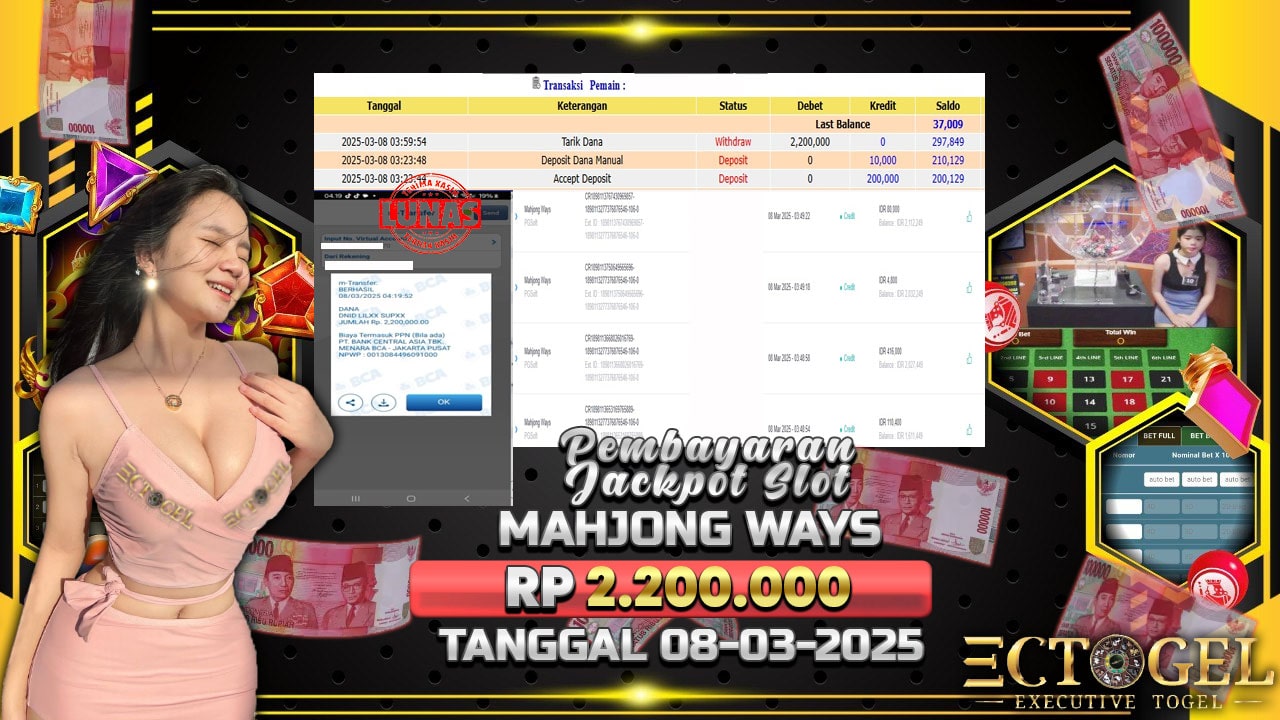 BUKTI JACKPOT SLOT MAHJONG WAYS TERPERCAYA DI INDONESIA TGL 08-03-2025