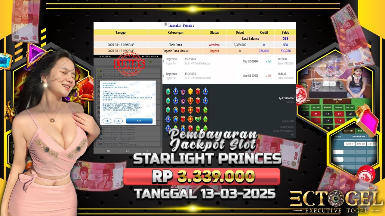 BUKTI JACKPOT SLOT STARLIGHT PRINCES TERPERCAYA DI INDONESIA TGL 13-03-2025