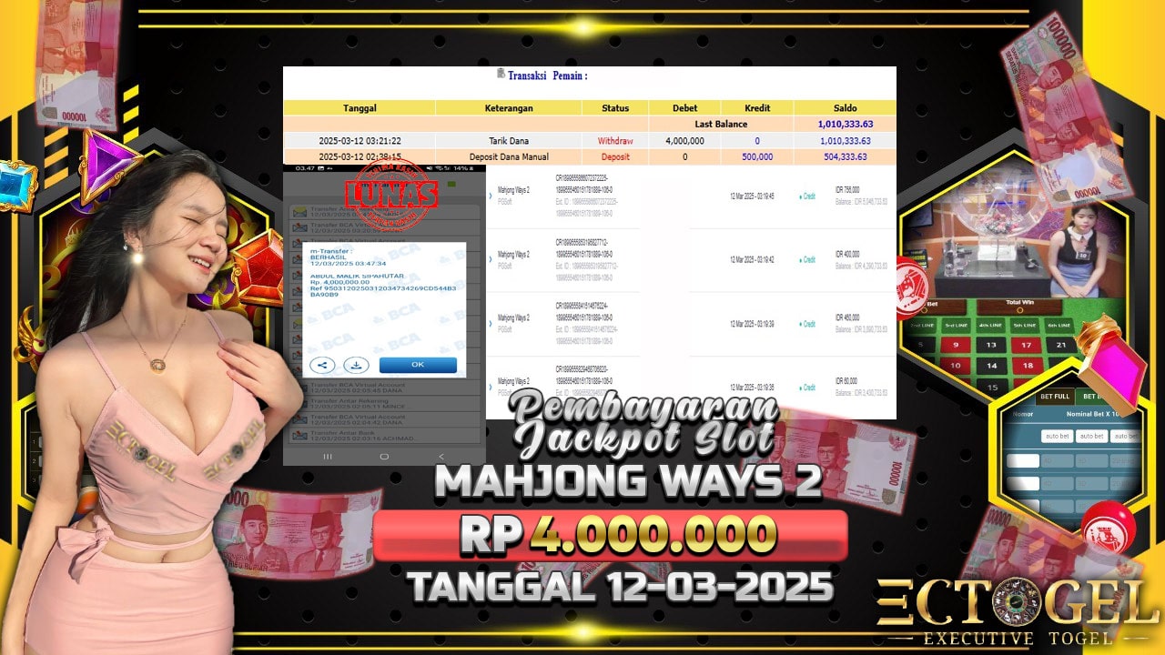 BUKTI JACKPOT SLOT MAHJONG WAYS 2 TERPERCAYA DI INDONESIA TGL 12-03-2025