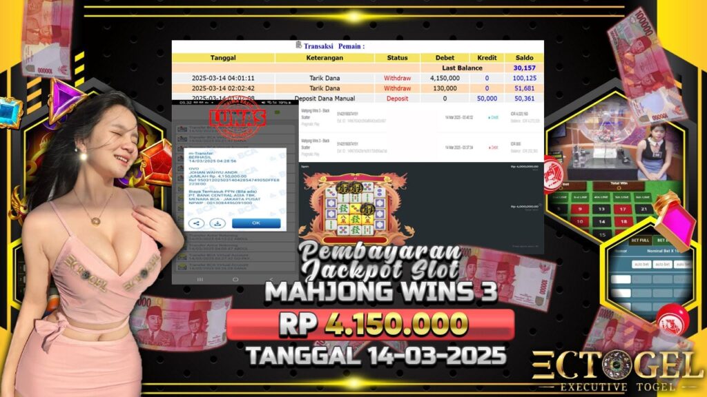 BUKTI JACKPOT SLOT MAHJONG WINS 3 TERPERCAYA DI INDONESIA TGL 14-03-2025