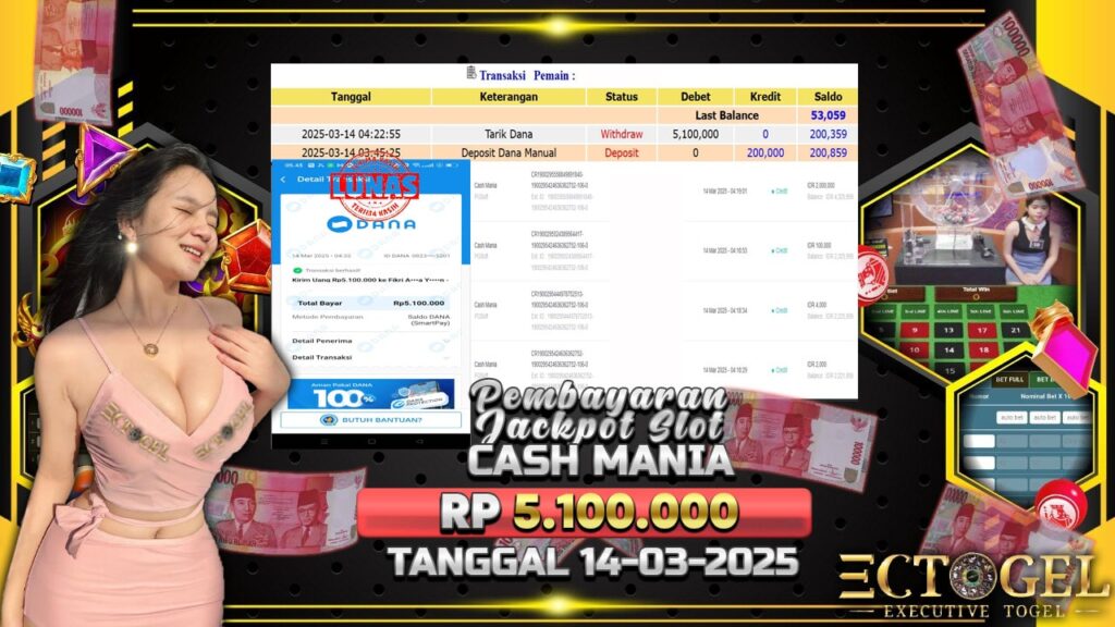 BUKTI JACKPOT SLOT CASH MANIA TERPERCAYA DI INDONESIA TGL 14-03-2025